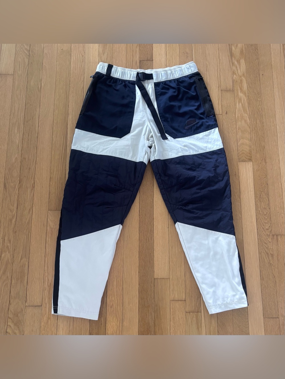 Nike NSW Lined Woven Colorblock Belted Pants Mens L Gorpcore Baker Utility